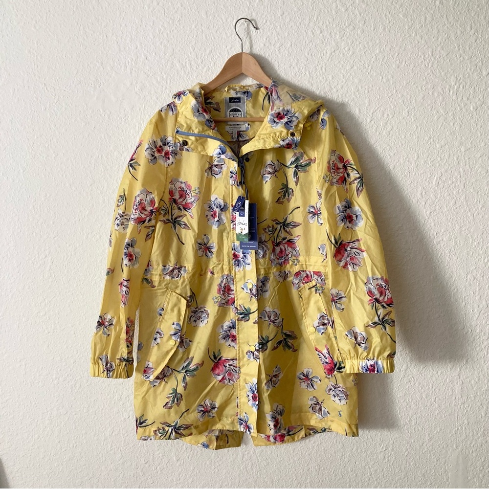 Joules Golightly Yellow Floral Rain Jacket